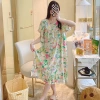 Summer women's cotton silk nightgown, loose and thin style with oversized short-sleeved pajamas, anti-protrusion cotton silk home wear, Korean version details Picture